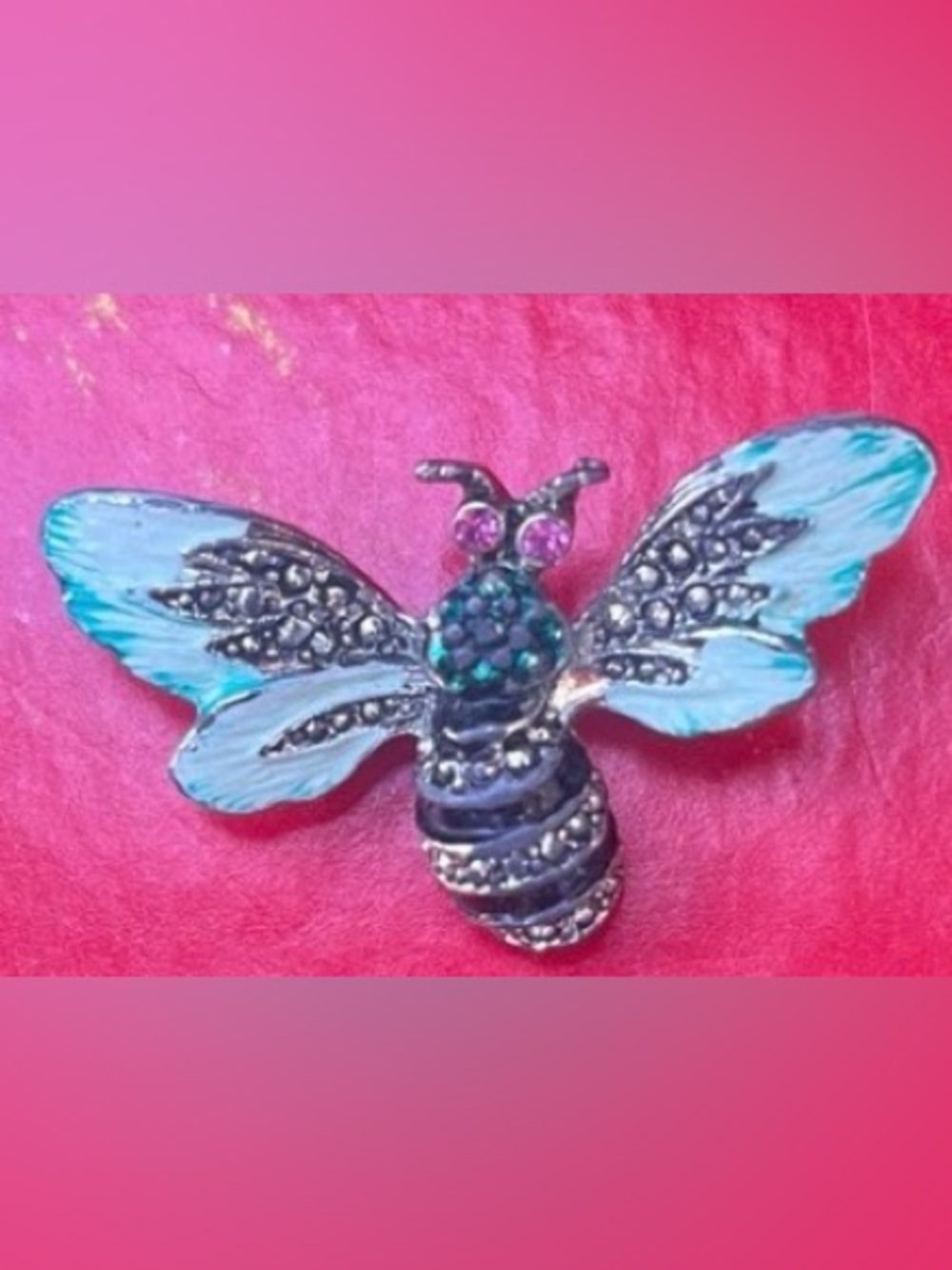 Vintage Turquoise Enamel Bee Brooch